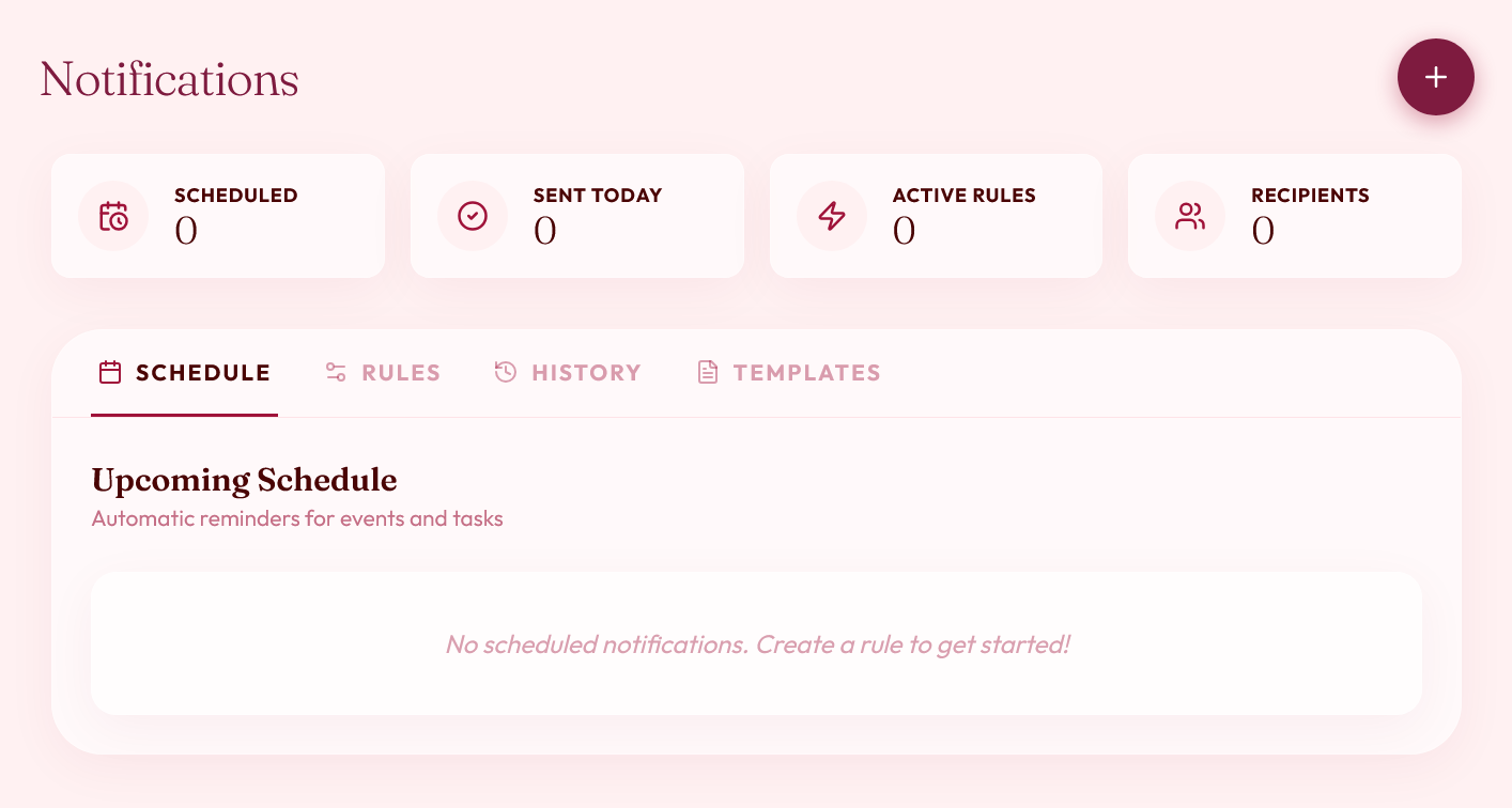Notification center with recent and scheduled notifications