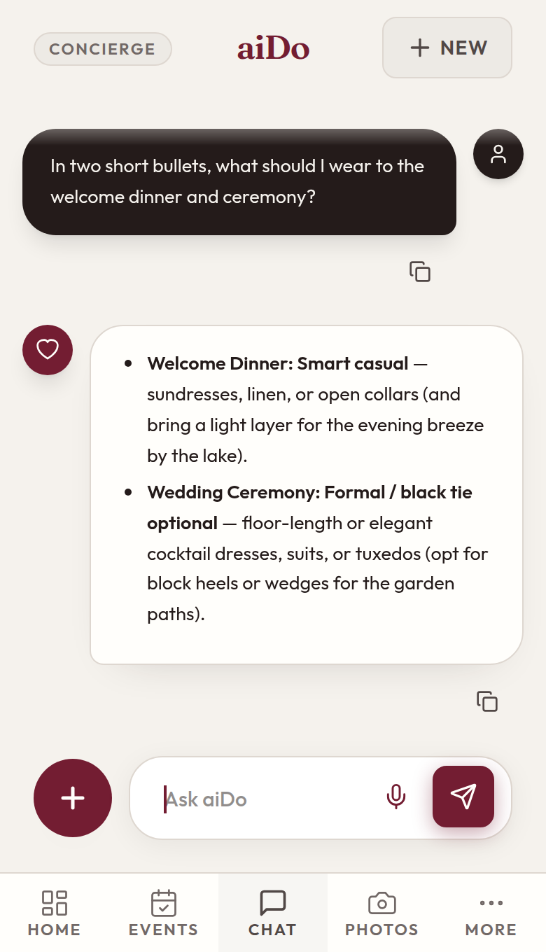 Guest concierge example