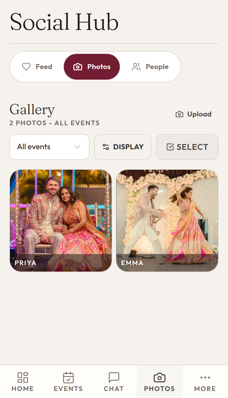 Shared wedding photos in the aiDo guest portal