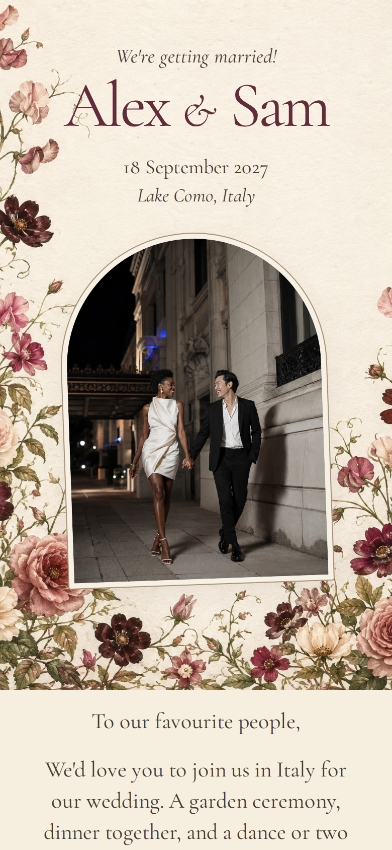 Floral invitation example